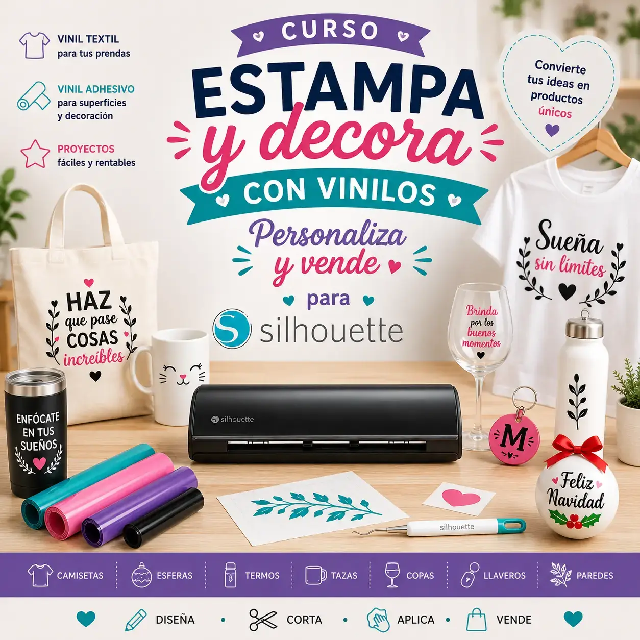 Curso Estampa y Decora con Vinilos Silhouette