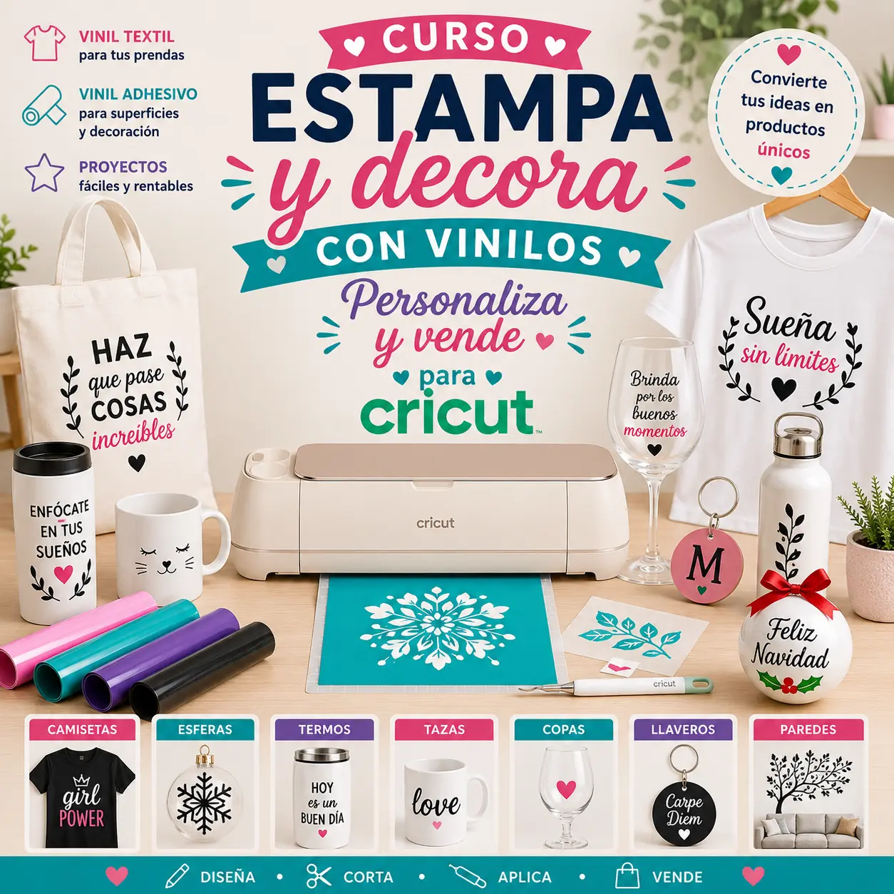 Curso Estampa y Decora con Vinilos Cricut